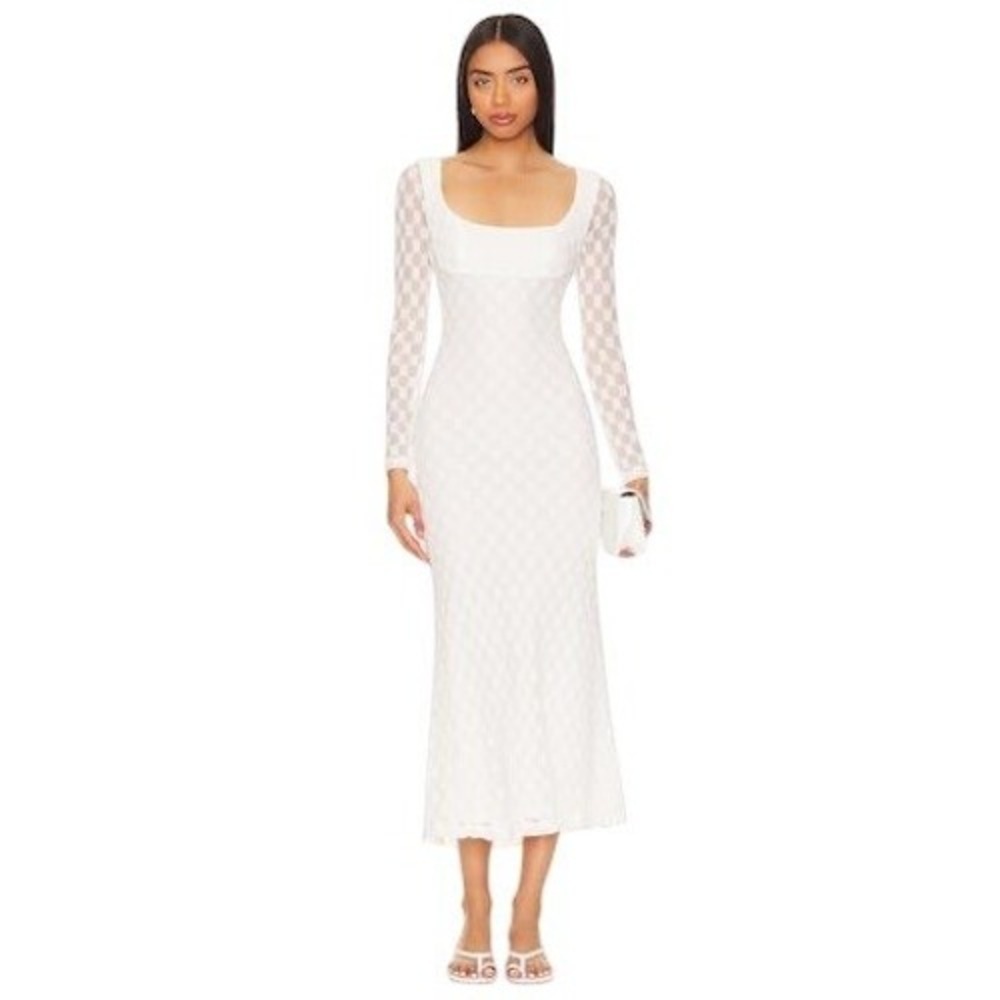 Bardot Adoni White Floral Lace Long Sleeve Midi Dress US 12 AUS 16 Cottagecore